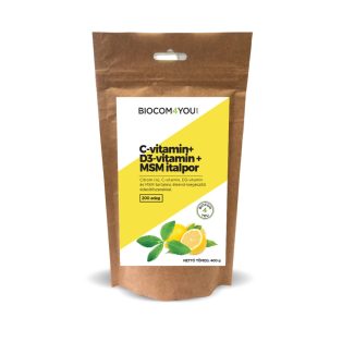   Biocom C-vitamin, D3-vitamin, MSM italpor utántöltő, 400 g